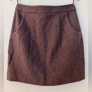 UNIQLO Women's Wool Herringbone Bubble Skirt, Brown, Size 4